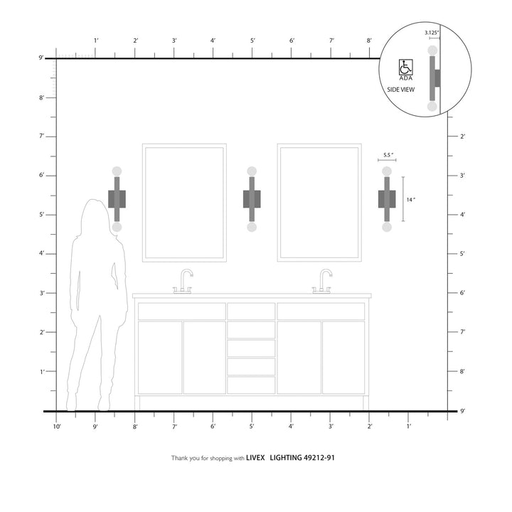 2 Light Brushed Nickel Ada Wall Sconce