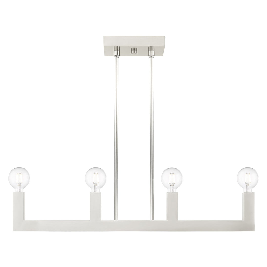 4 Light Brushed Nickel Linear Chandelier by Livex Lighting