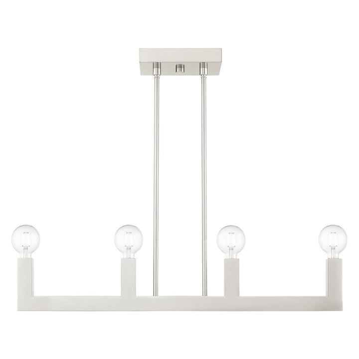 4 Light Brushed Nickel Linear Chandelier by Livex Lighting