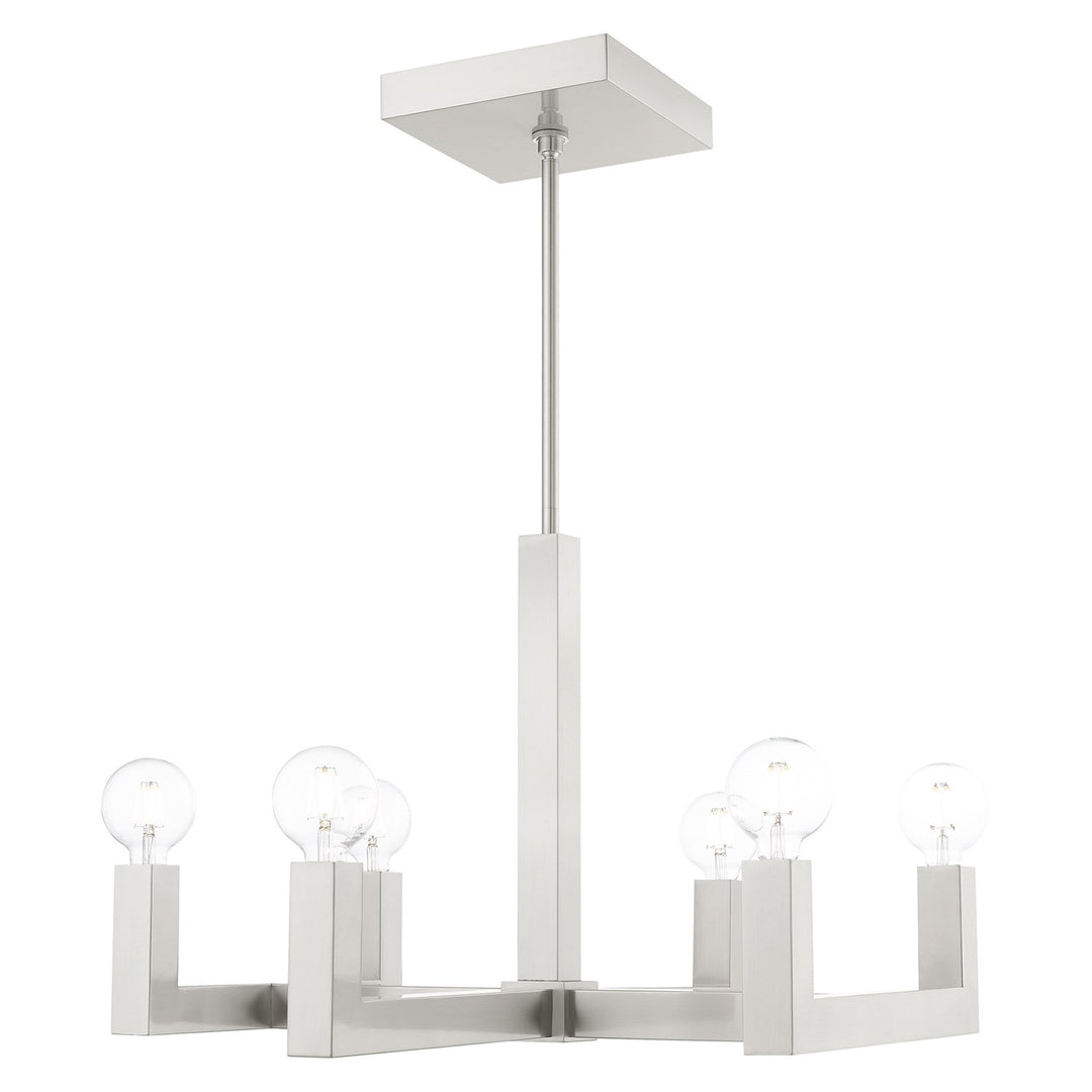 6 Light Brushed Nickel Chandelier by Livex Lighting