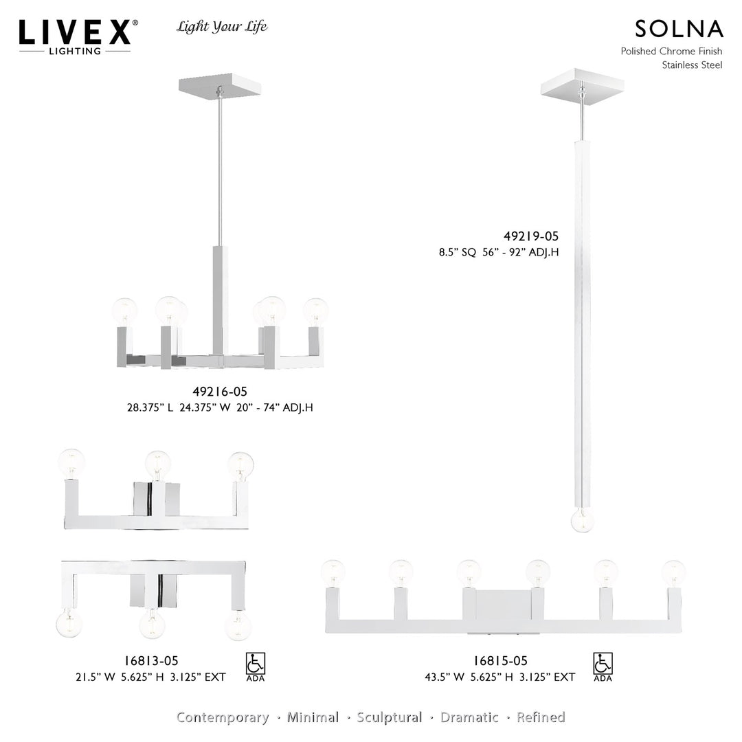 1 Light Polished Chrome Single Pendant