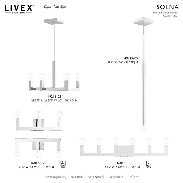 1 Light Polished Chrome Single Pendant