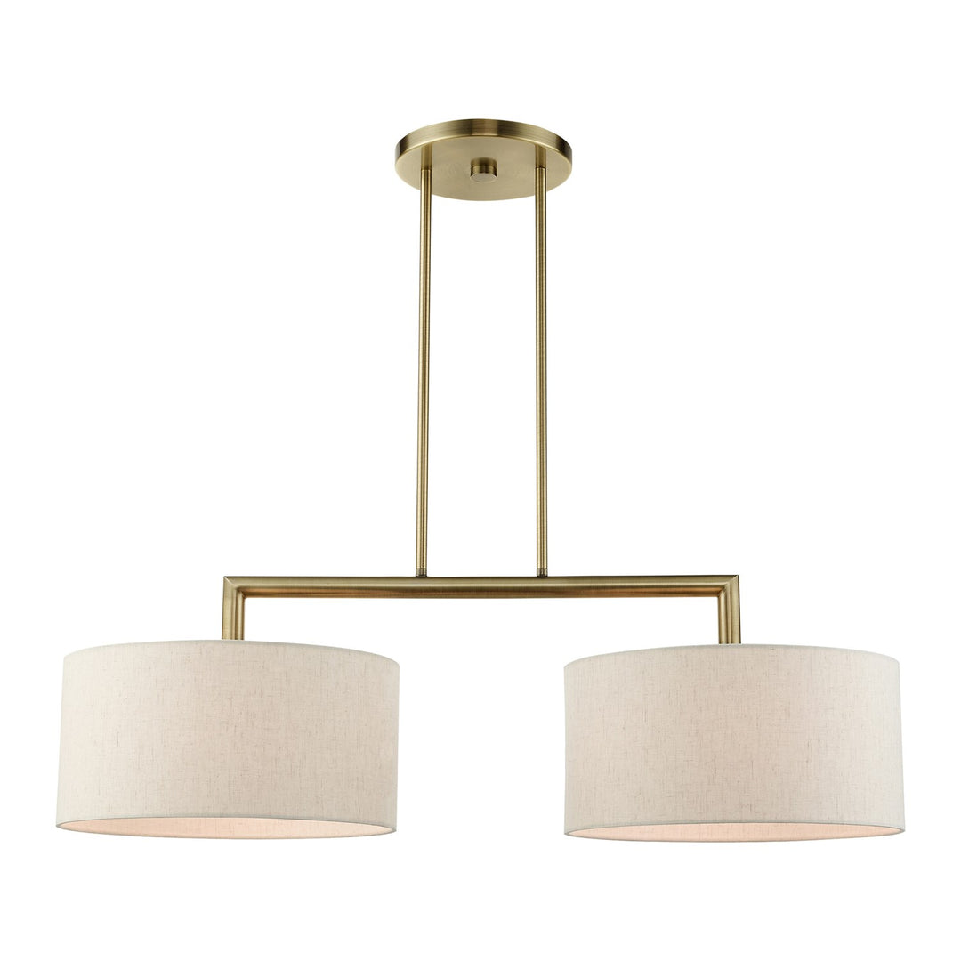 2 Light Antique Brass Linear Chandelier by Livex Lighting
