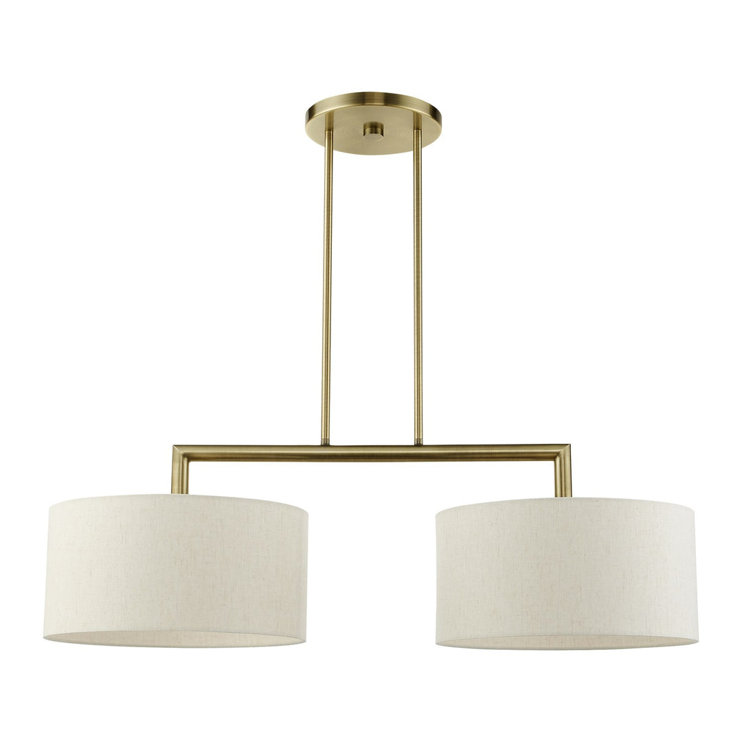 2 Light Antique Brass Linear Chandelier