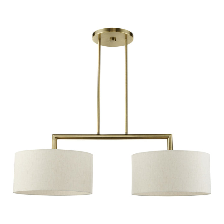 2 Light Antique Brass Linear Chandelier