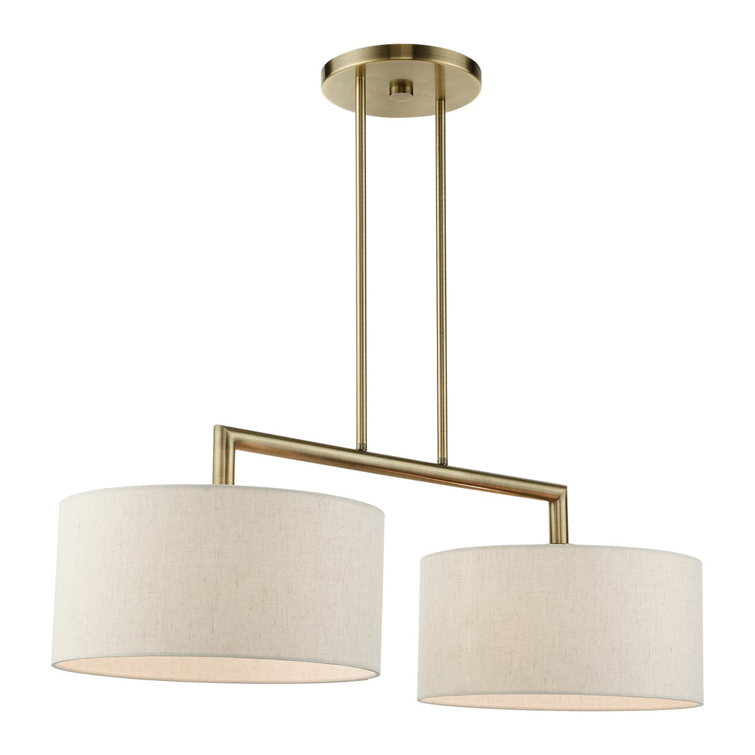 2 Light Antique Brass Linear Chandelier