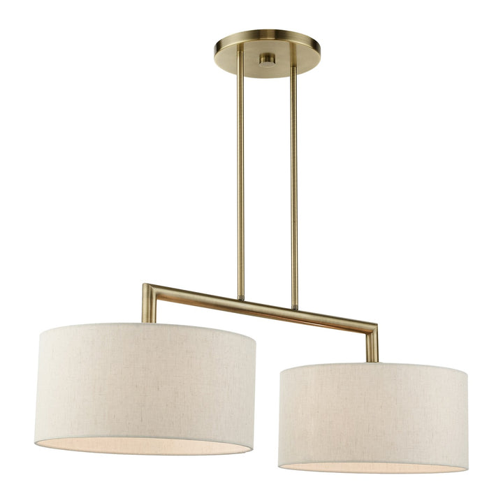 2 Light Antique Brass Linear Chandelier