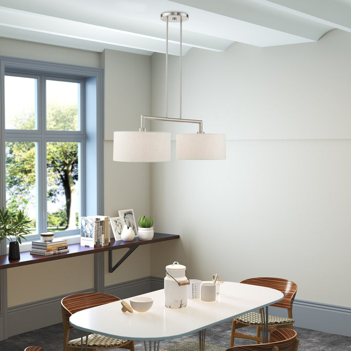 2 Light Brushed Nickel Linear Chandelier