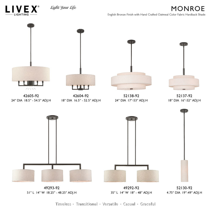 2 Light English Bronze Linear Chandelier
