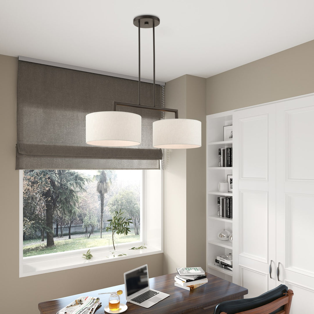 2 Light English Bronze Linear Chandelier