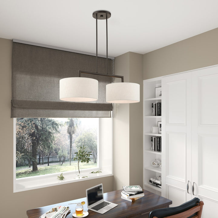 2 Light English Bronze Linear Chandelier