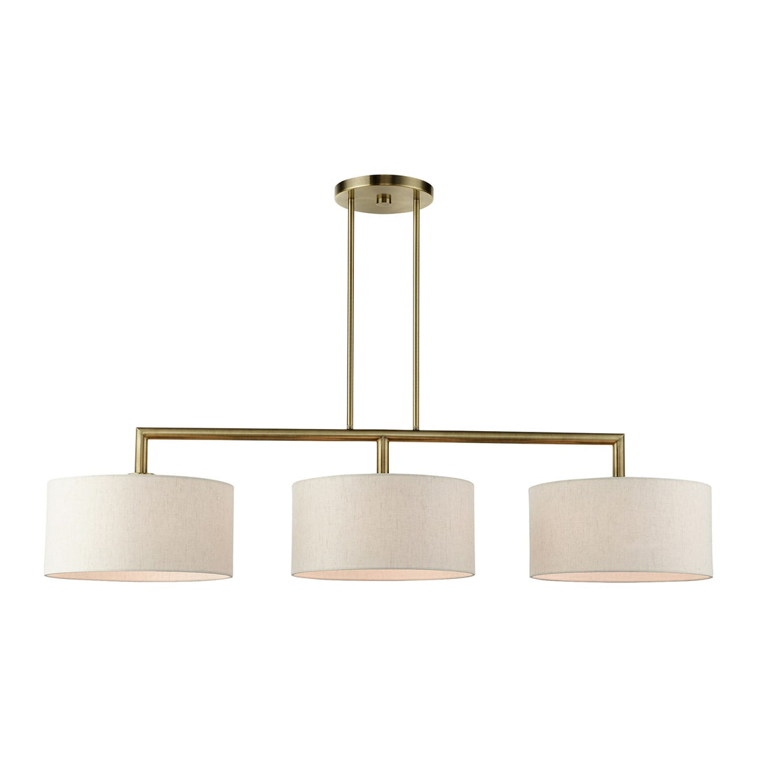 3 Light Antique Brass Linear Chandelier by Livex Lighting