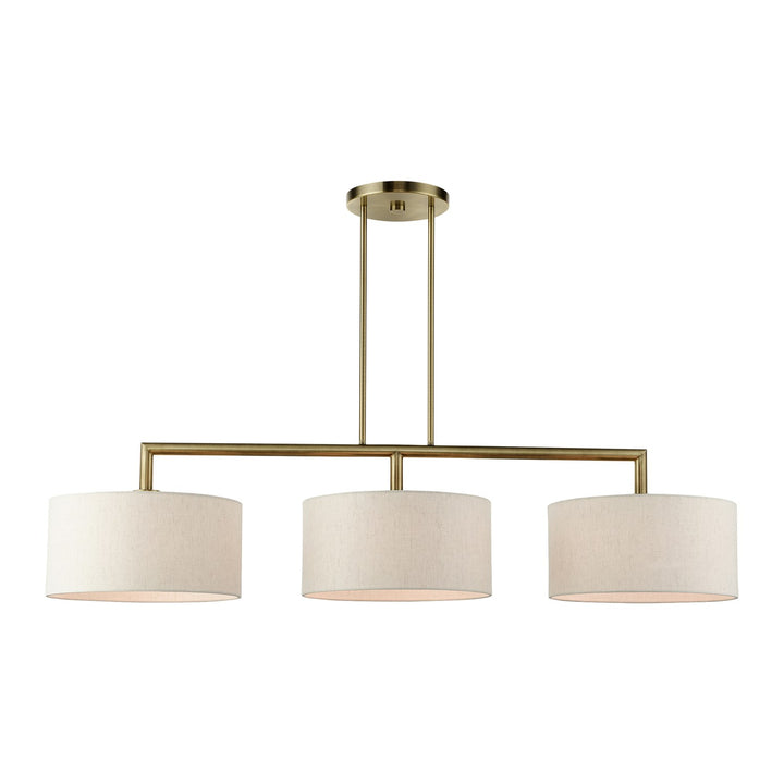 3 Light Antique Brass Linear Chandelier by Livex Lighting