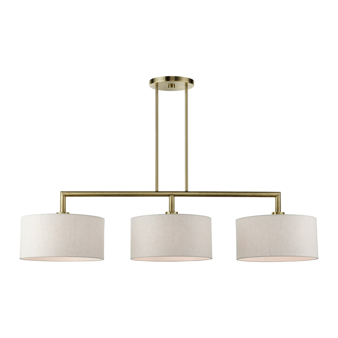 3 Light Antique Brass Linear Chandelier
