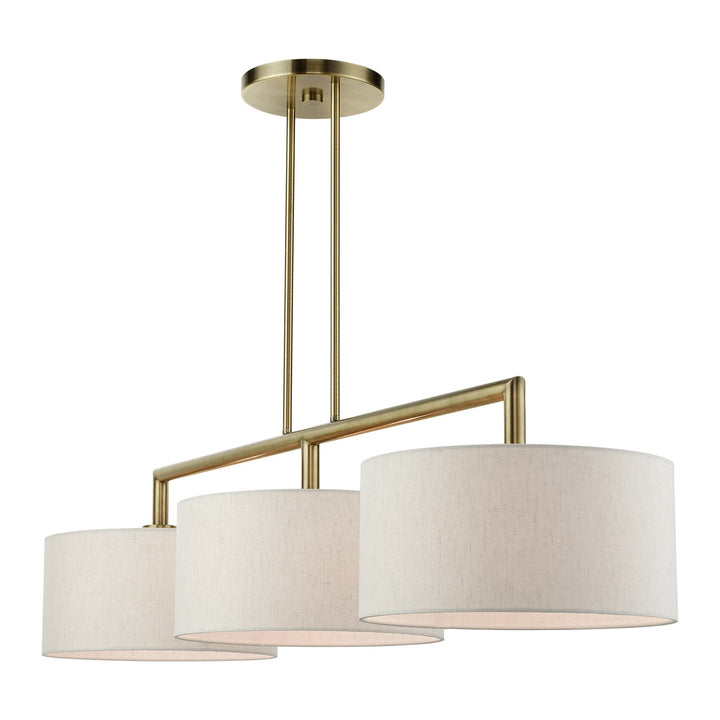 3 Light Antique Brass Linear Chandelier