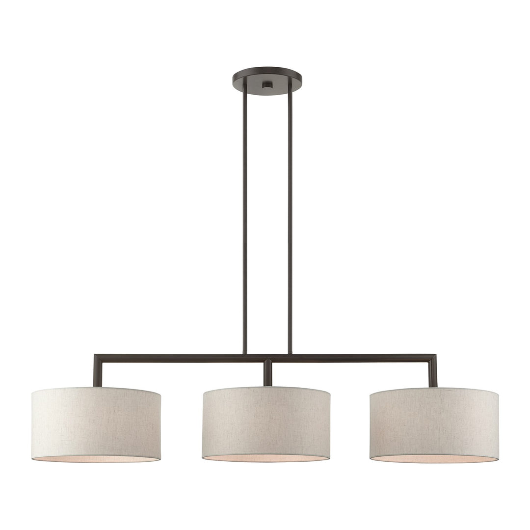 3 Light English Bronze Linear Chandelier by Livex Lighting