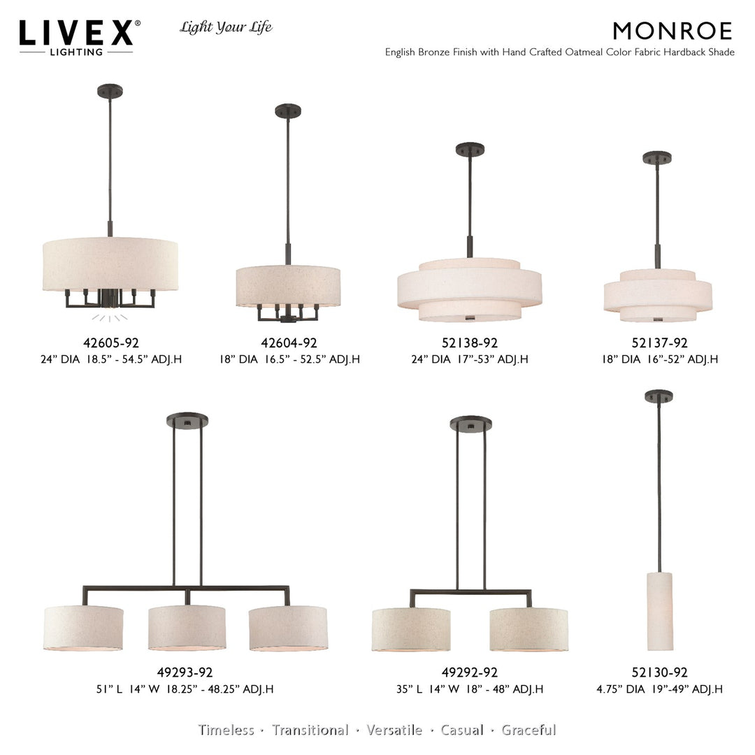 3 Light English Bronze Linear Chandelier