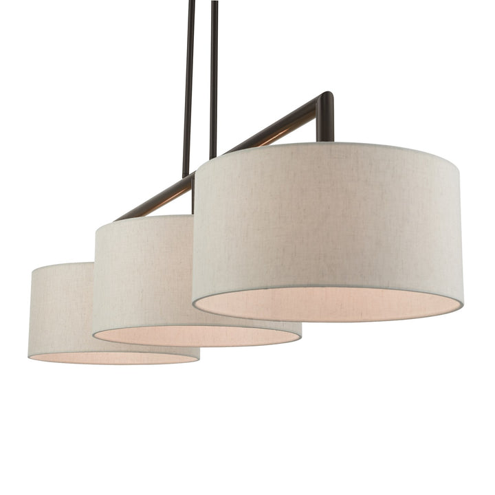 3 Light English Bronze Linear Chandelier