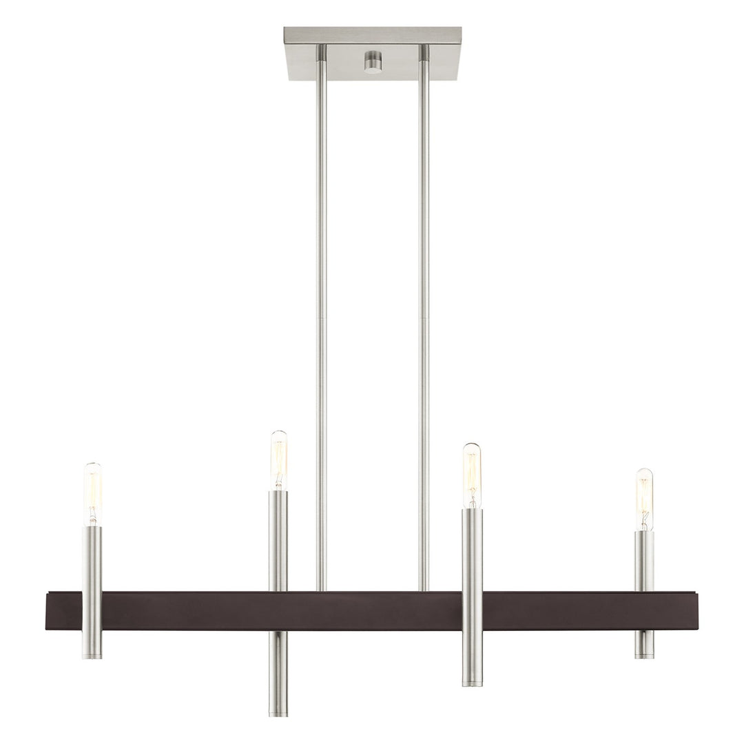 4 Light Brushed Nickel Linear Chandelier by Livex Lighting