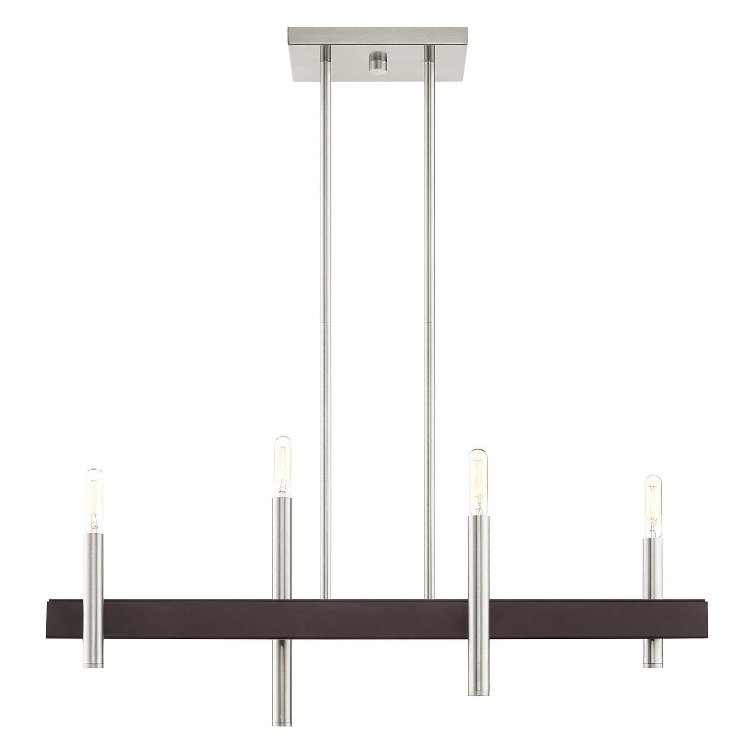 4 Light Brushed Nickel Linear Chandelier by Livex Lighting