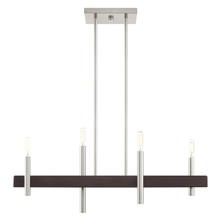 4 Light Brushed Nickel Linear Chandelier by Livex Lighting