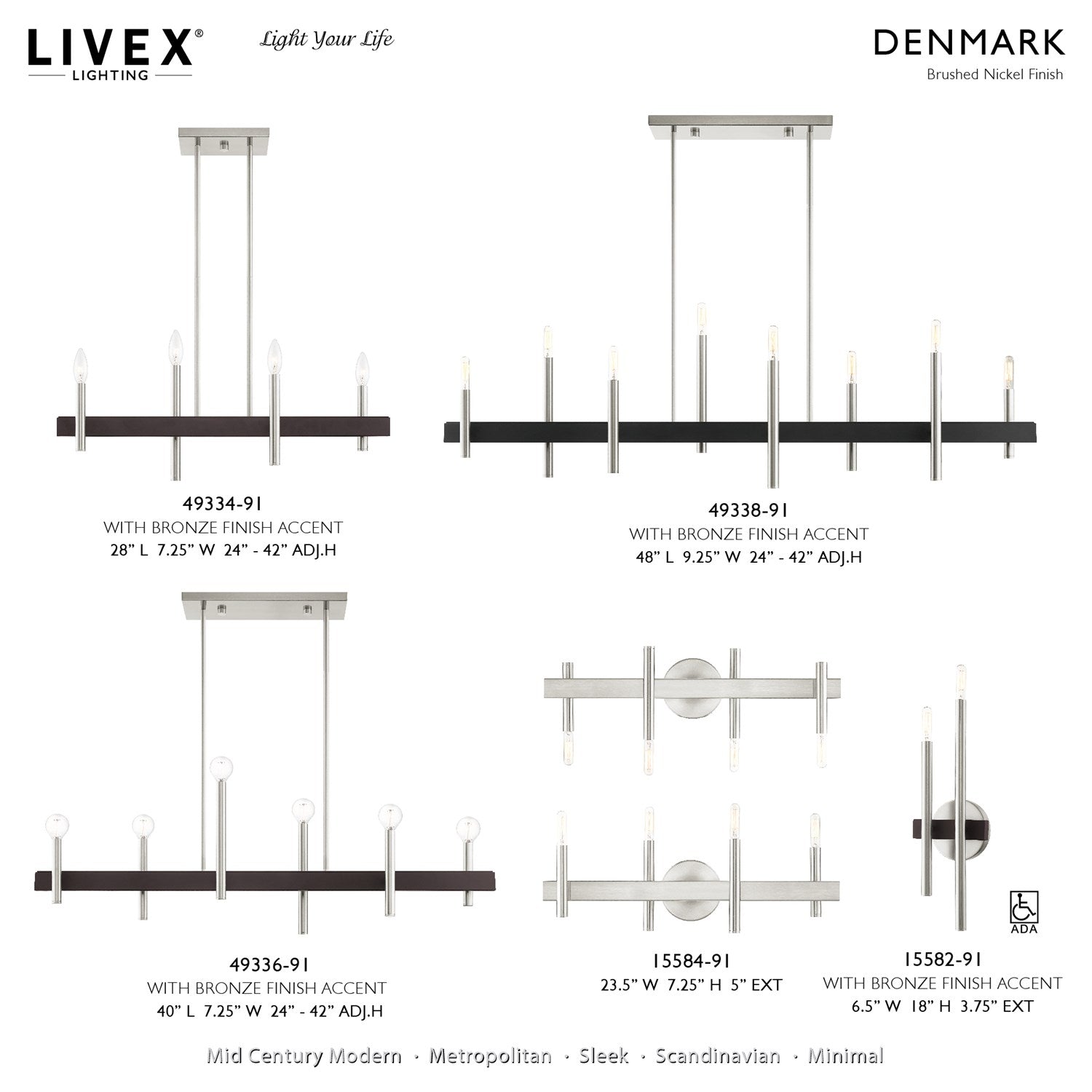 4 Light Brushed Nickel Linear Chandelier