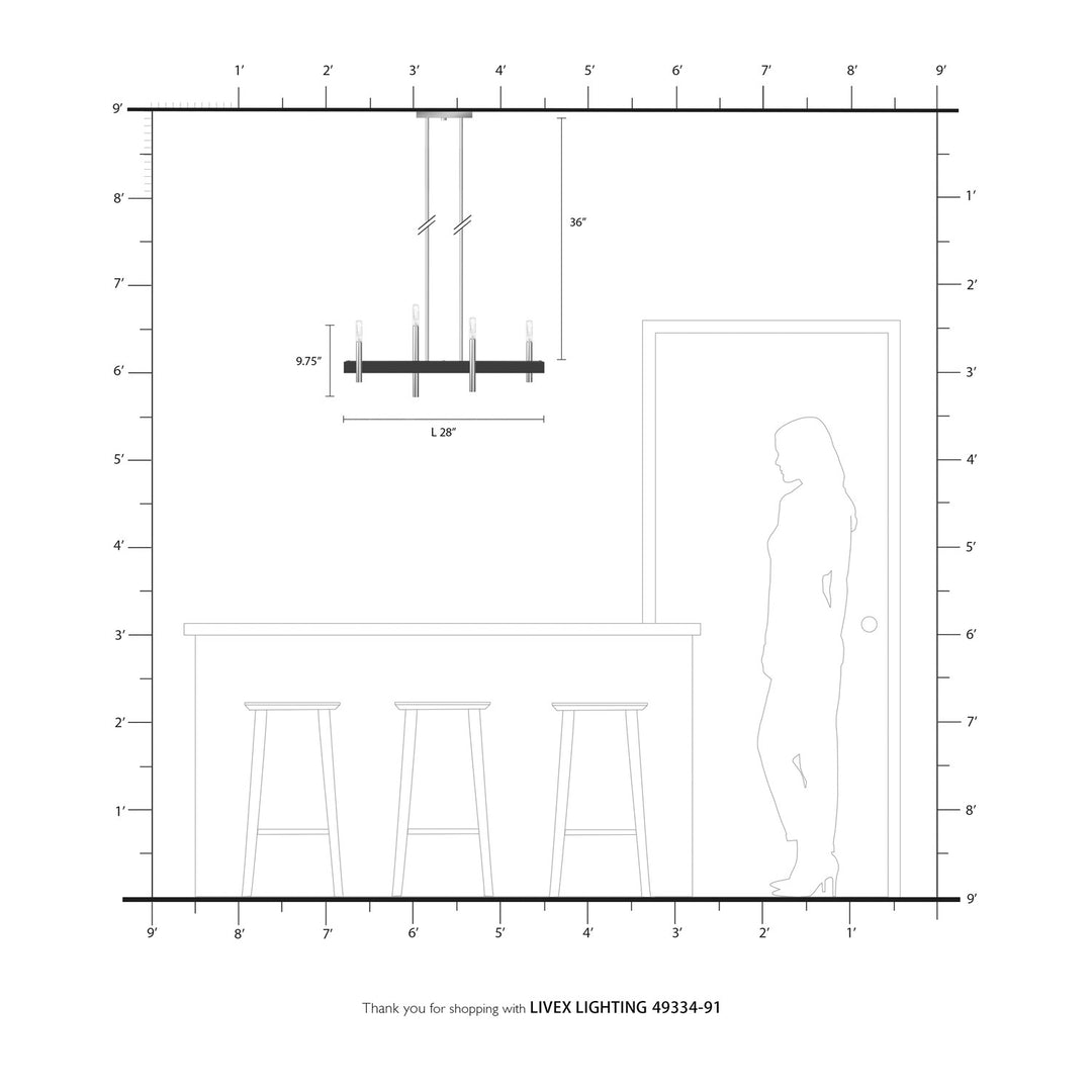 4 Light Brushed Nickel Linear Chandelier