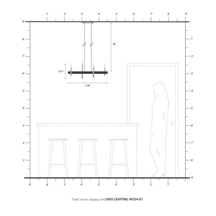 4 Light Brushed Nickel Linear Chandelier