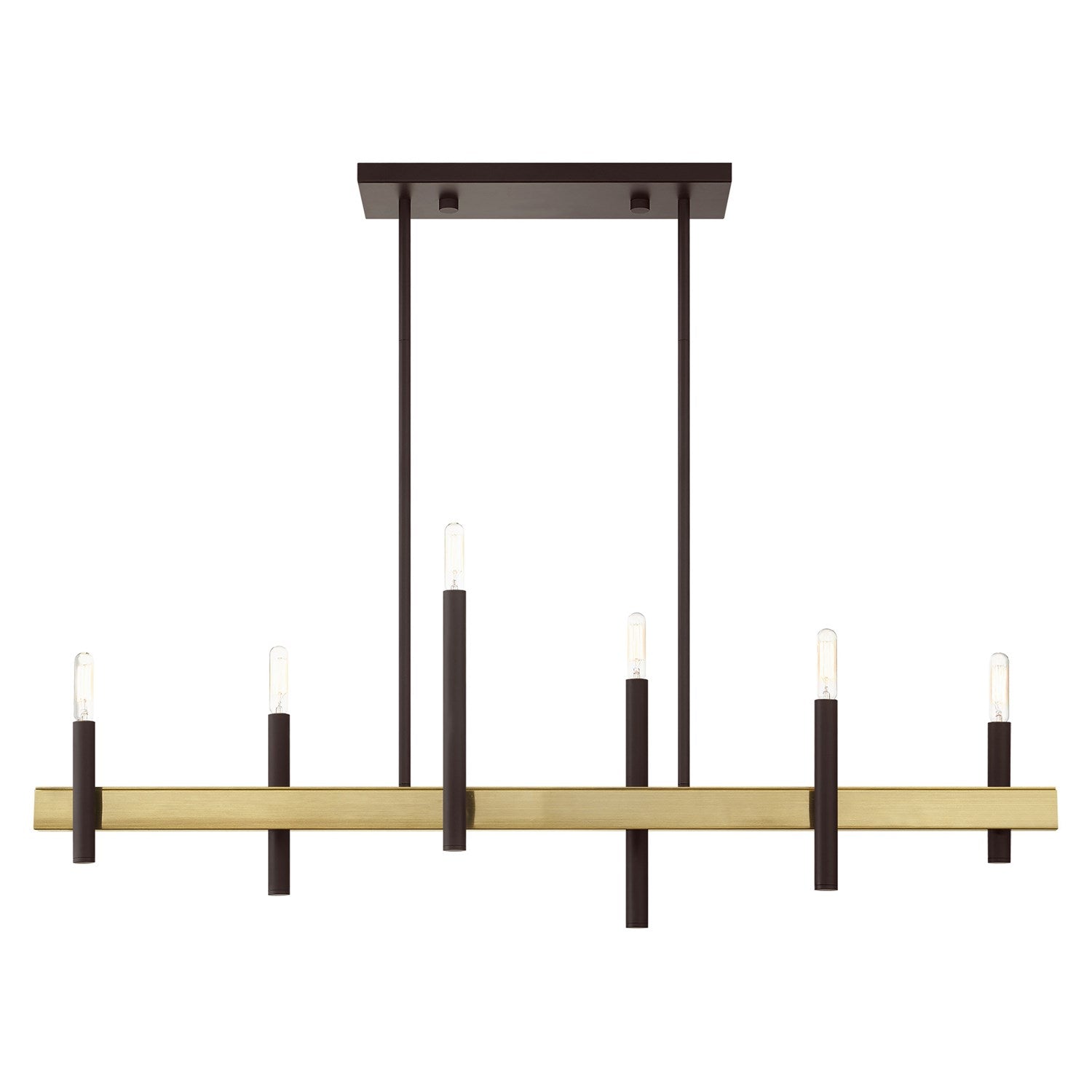 6 Light Bronze Linear Chandelier by Livex Lighting