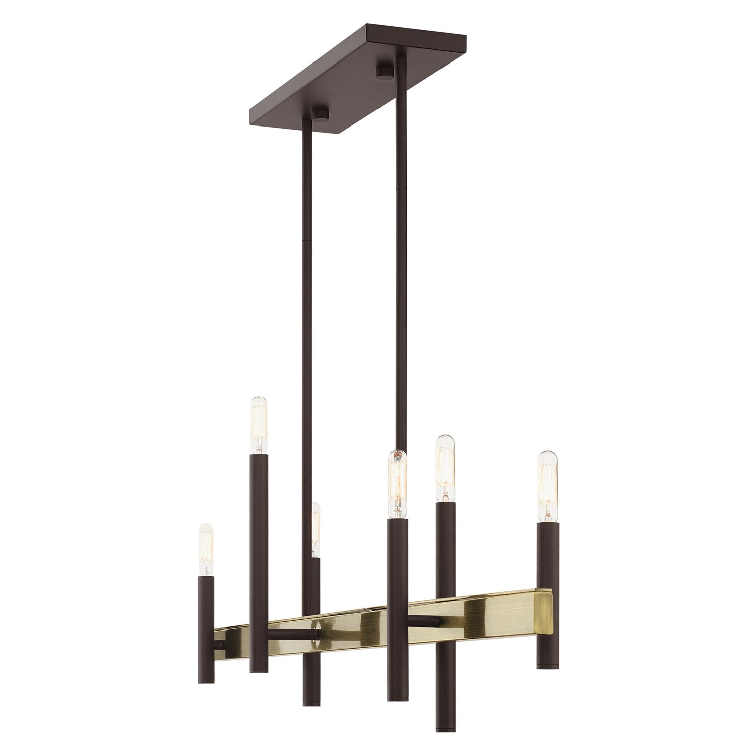 6 Light Bronze Linear Chandelier