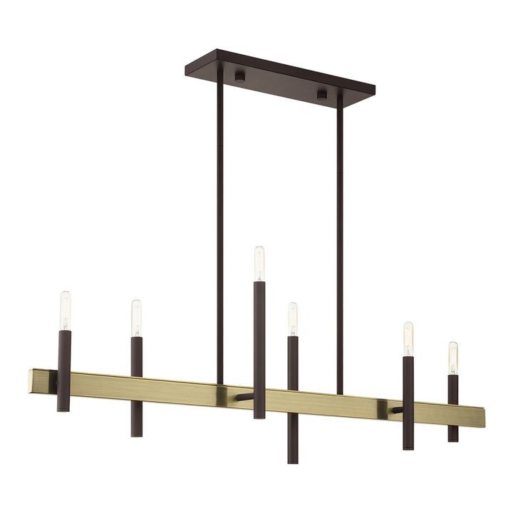 6 Light Bronze Linear Chandelier