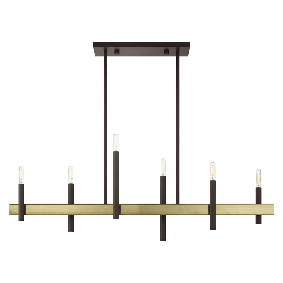 6 Light Bronze Linear Chandelier