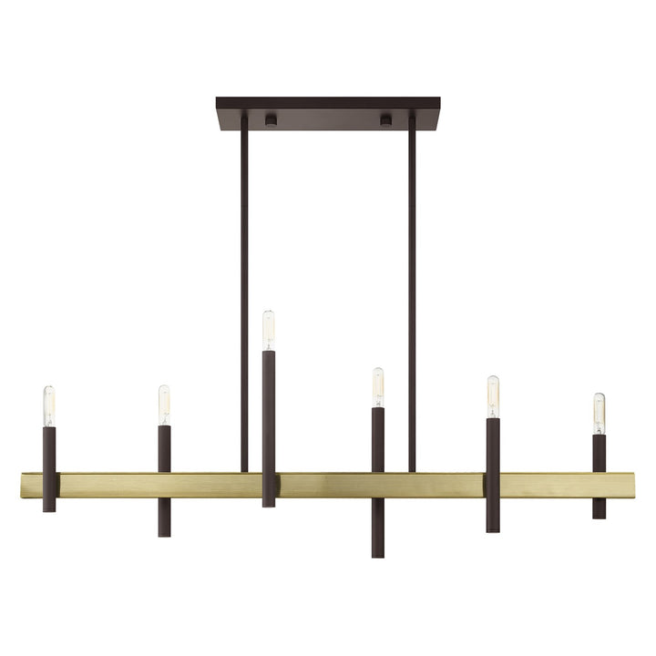 6 Light Bronze Linear Chandelier