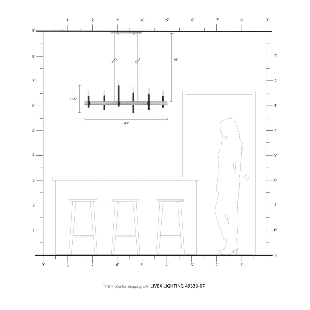 6 Light Bronze Linear Chandelier