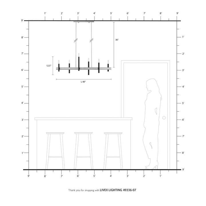 6 Light Bronze Linear Chandelier