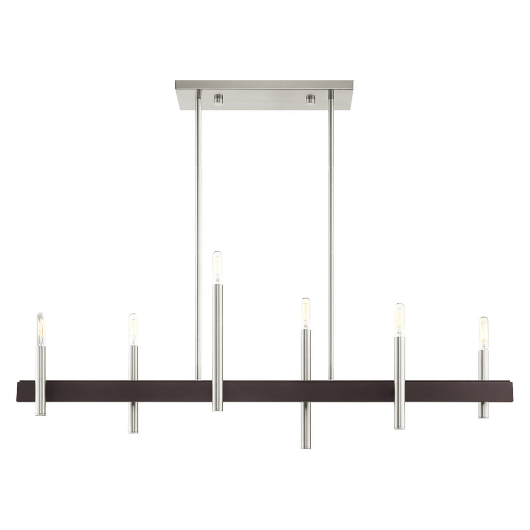 6 Light Brushed Nickel Linear Chandelier by Livex Lighting
