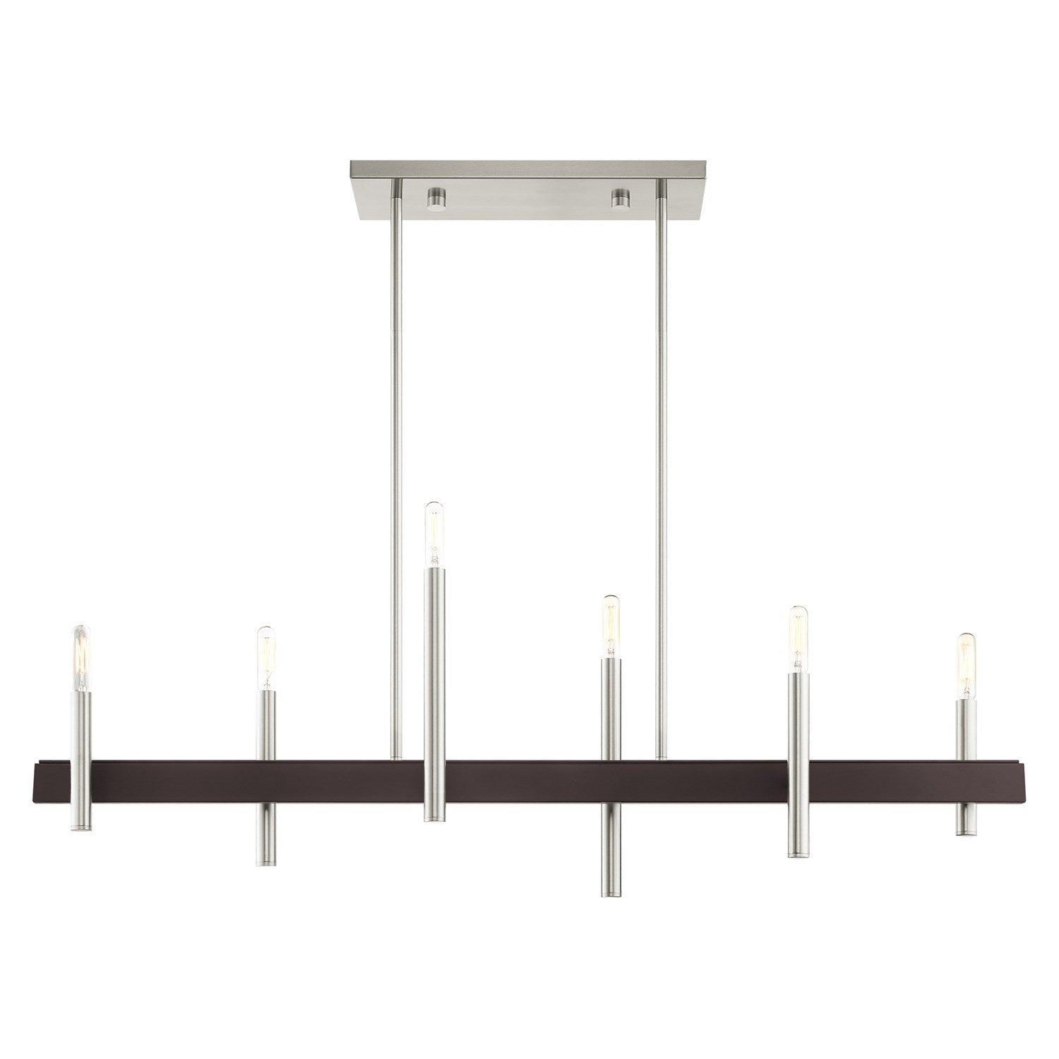 6 Light Brushed Nickel Linear Chandelier by Livex Lighting