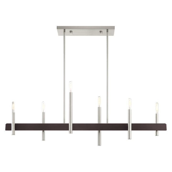 6 Light Brushed Nickel Linear Chandelier by Livex Lighting