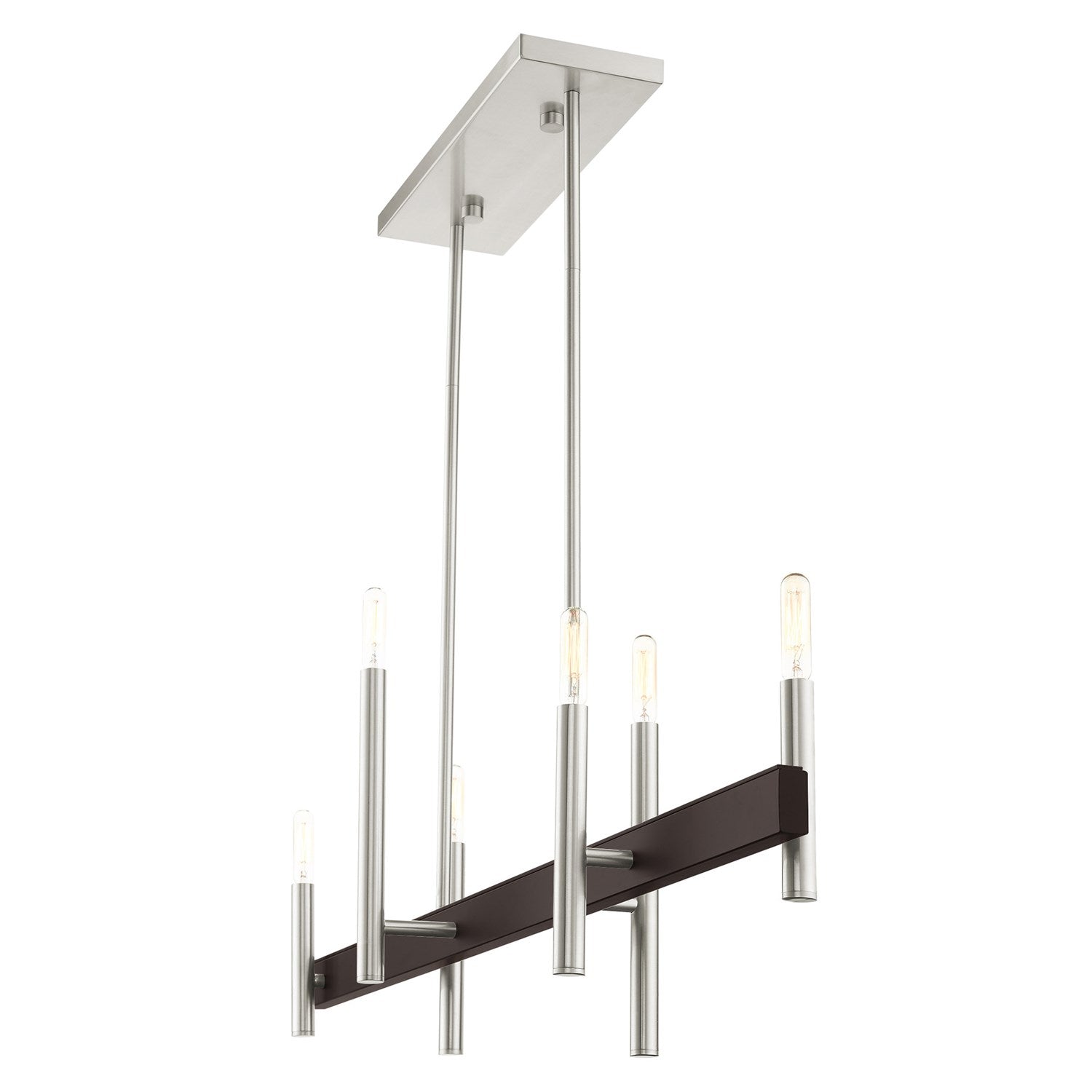 6 Light Brushed Nickel Linear Chandelier