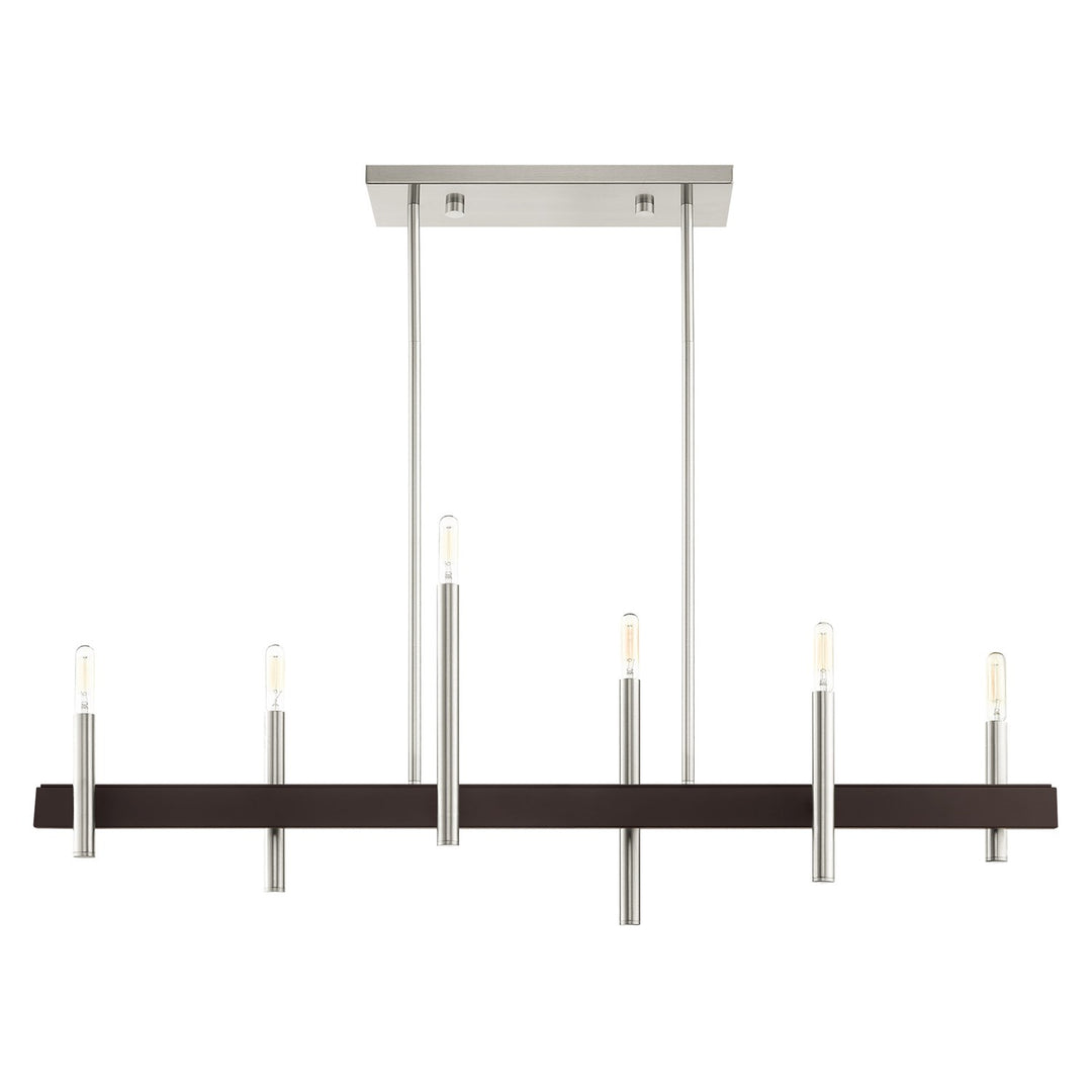 6 Light Brushed Nickel Linear Chandelier