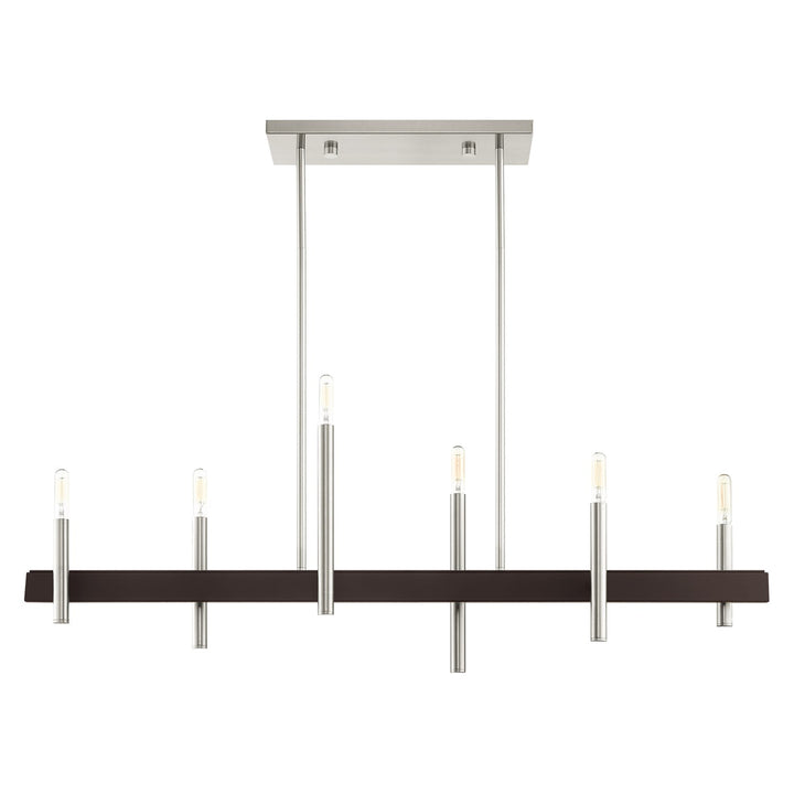 6 Light Brushed Nickel Linear Chandelier