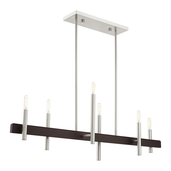 6 Light Brushed Nickel Linear Chandelier