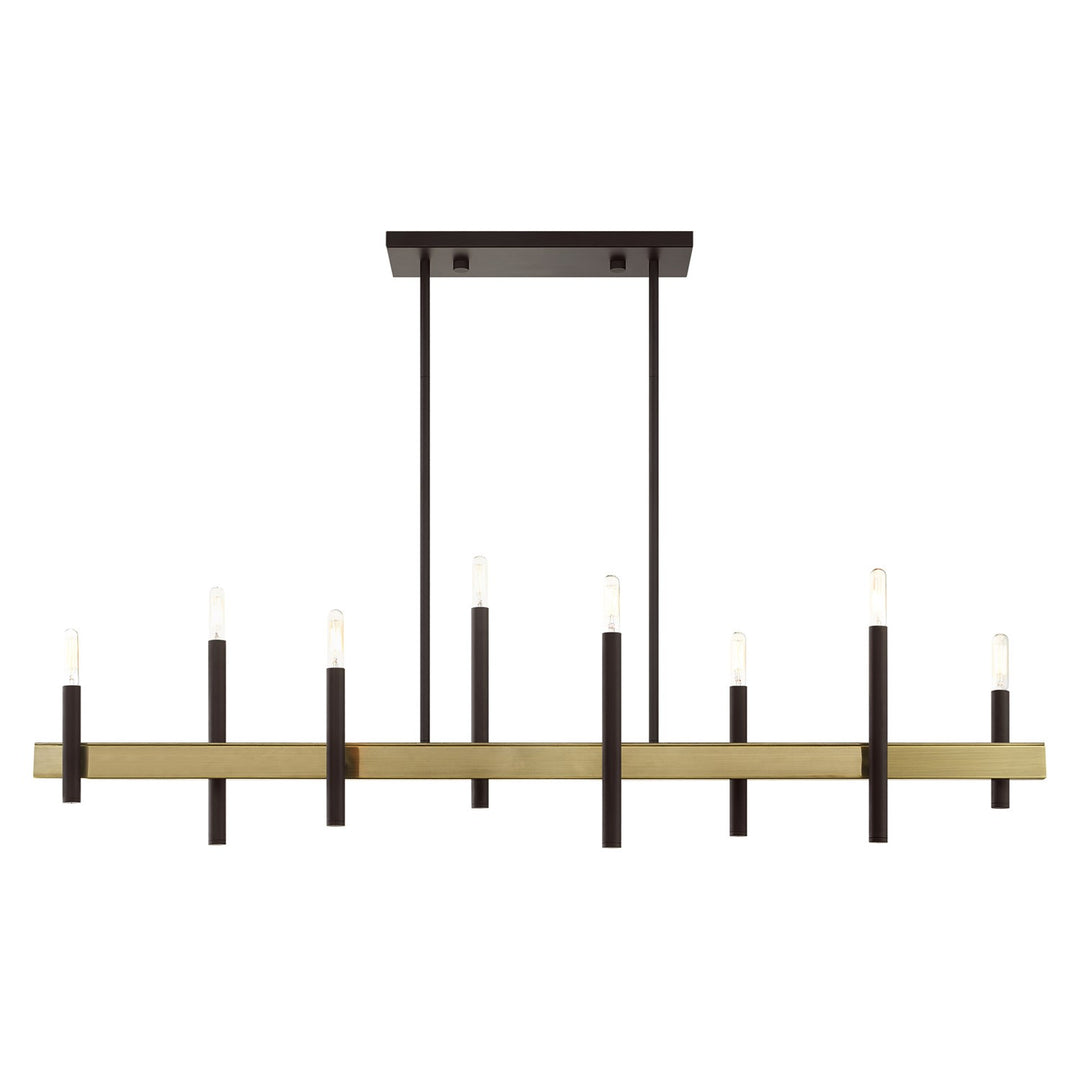 8 Light Bronze Linear Chandelier by Livex Lighting