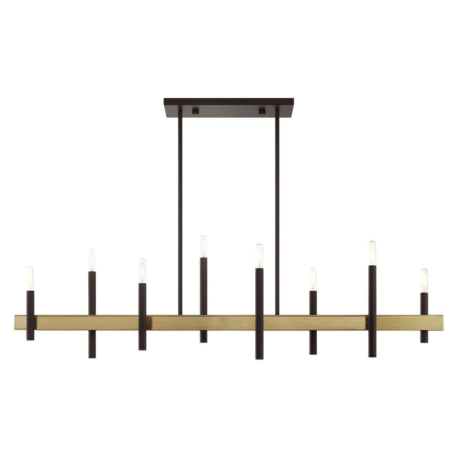 8 Light Bronze Linear Chandelier by Livex Lighting