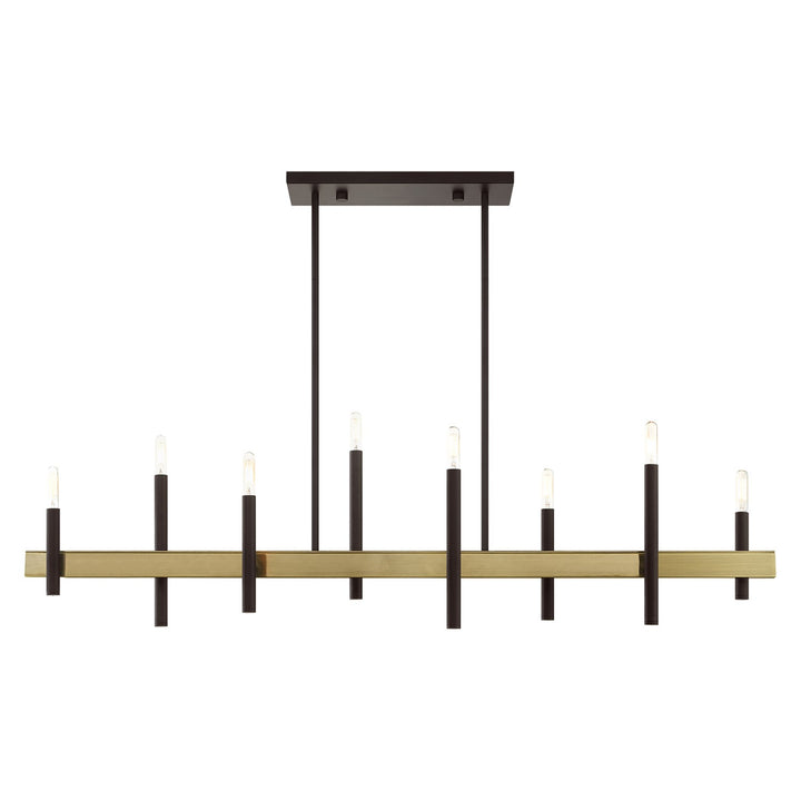 8 Light Bronze Linear Chandelier by Livex Lighting
