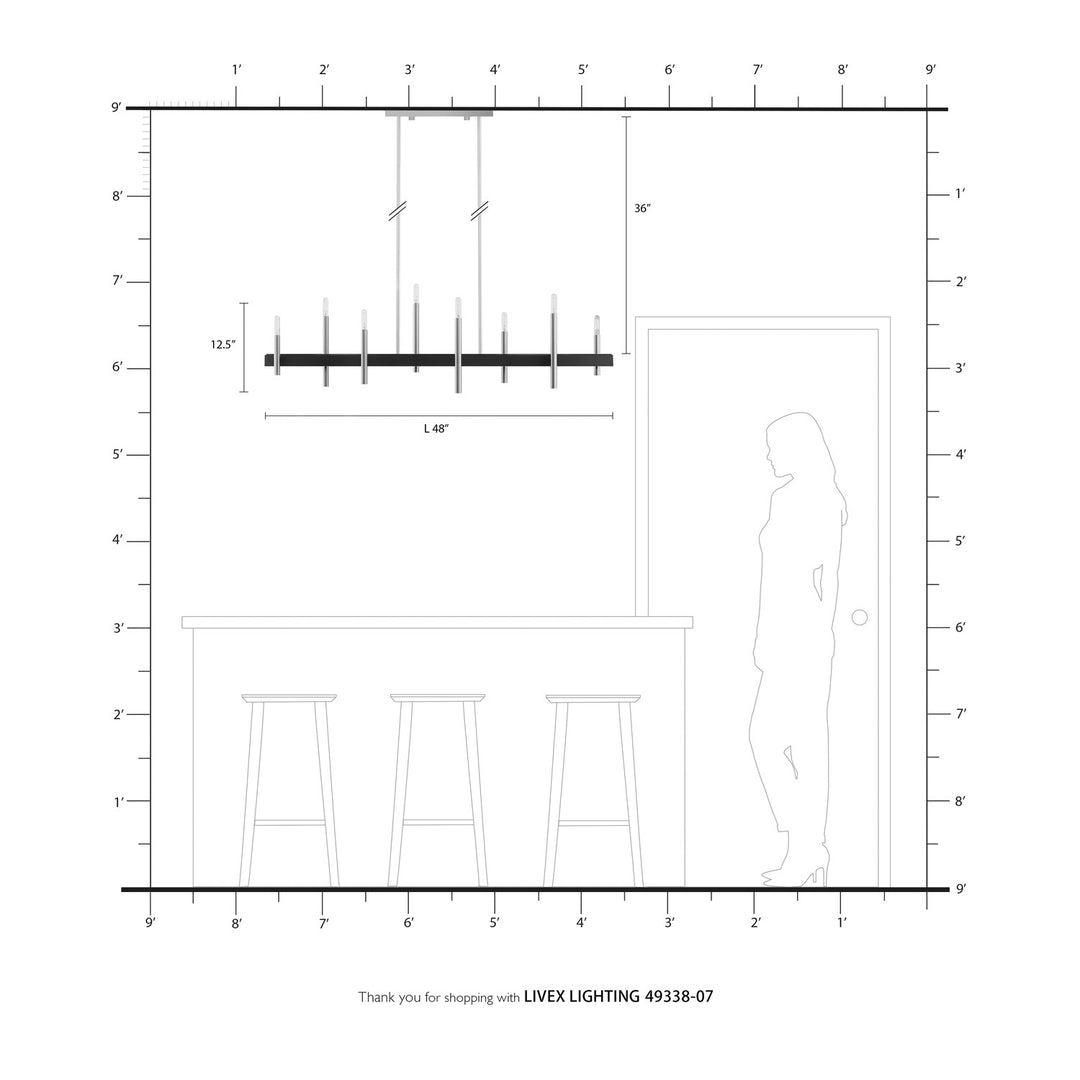 8 Light Bronze Linear Chandelier