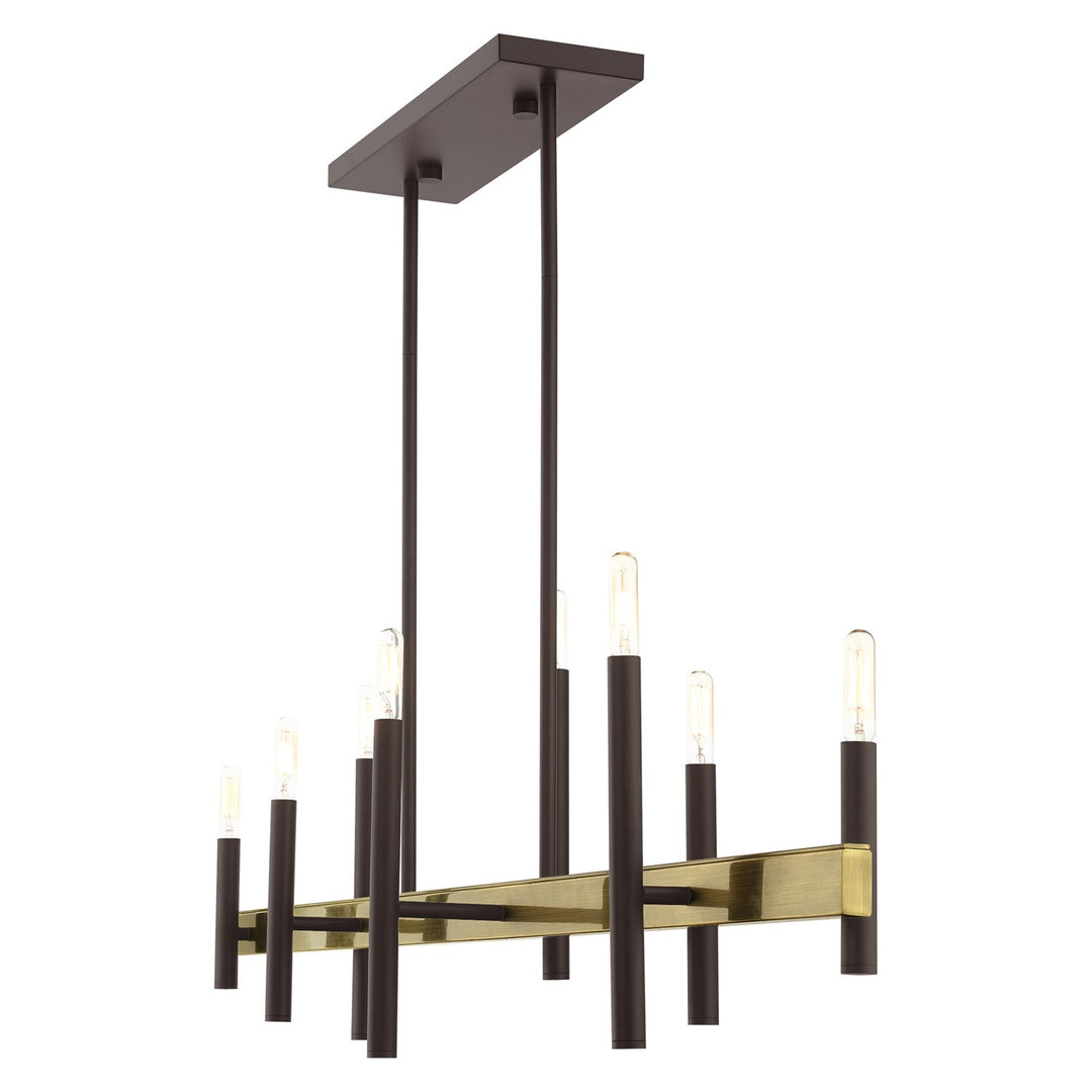 8 Light Bronze Linear Chandelier
