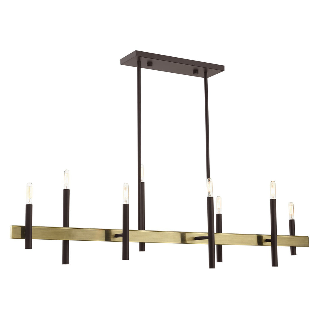 8 Light Bronze Linear Chandelier