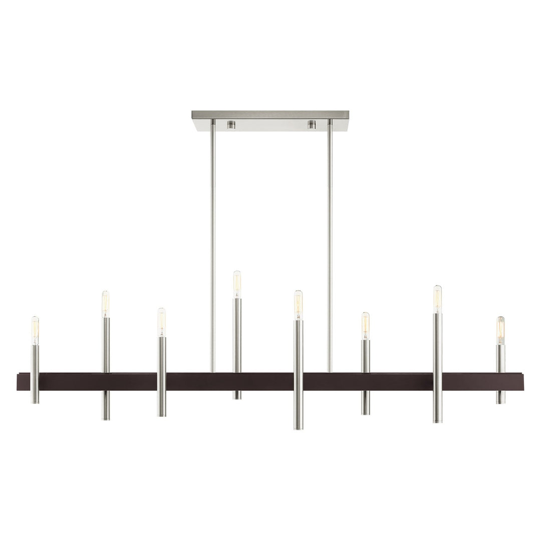 8 Light Brushed Nickel Linear Chandelier by Livex Lighting
