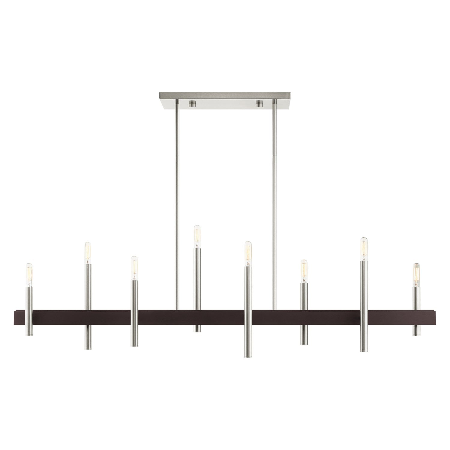 8 Light Brushed Nickel Linear Chandelier by Livex Lighting
